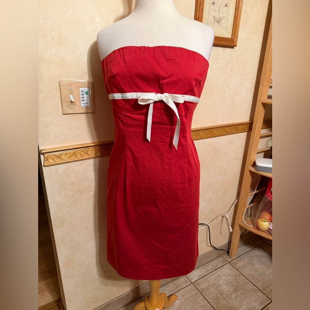 Ruth Strapless Red Tie-Accent Dress size 6